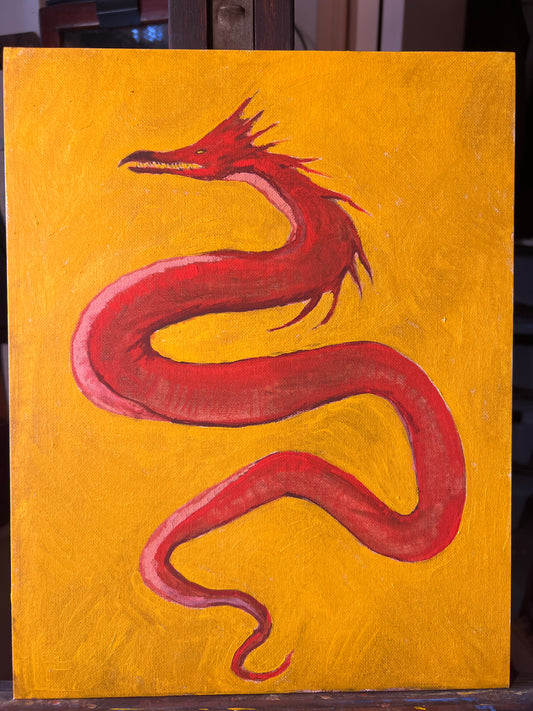 Oil Painting - Red Wyrm
